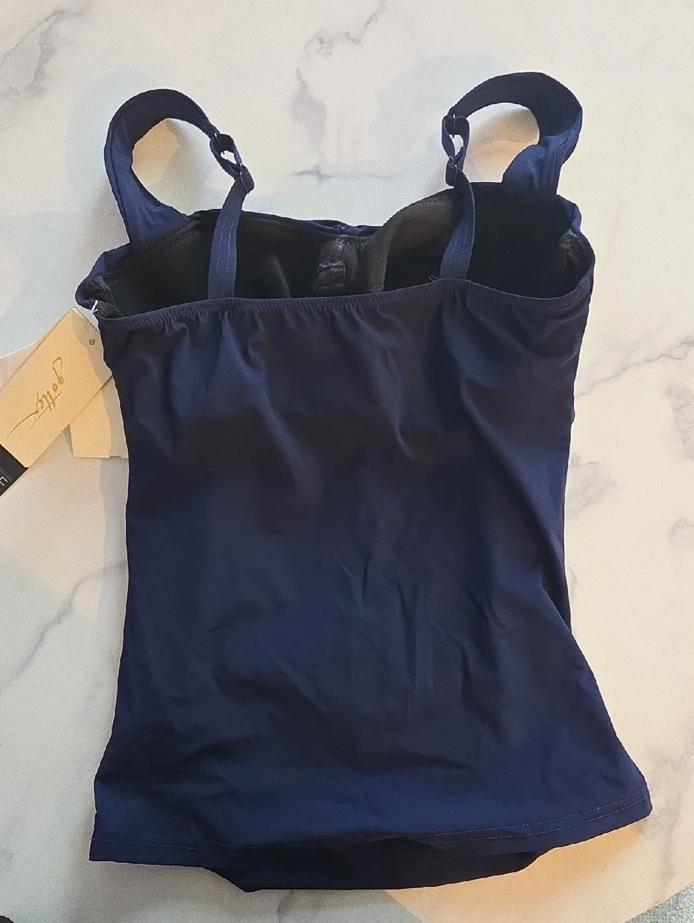 Profile by Gottex Tutti Frutti Underwire G-Cup Tankini Top Navy Swim Sz 34D NWT